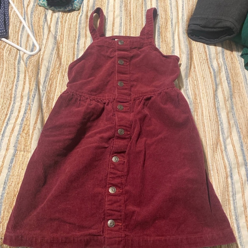 Burgundy Corduroy Button-Down Dress